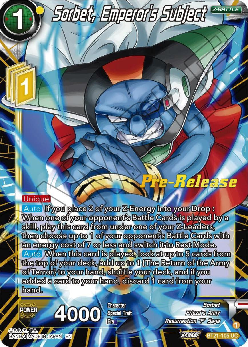 Sorbet, Emperor's Subject (BT21-105) [Wild Resurgence Pre-Release Cards] | Devastation Store