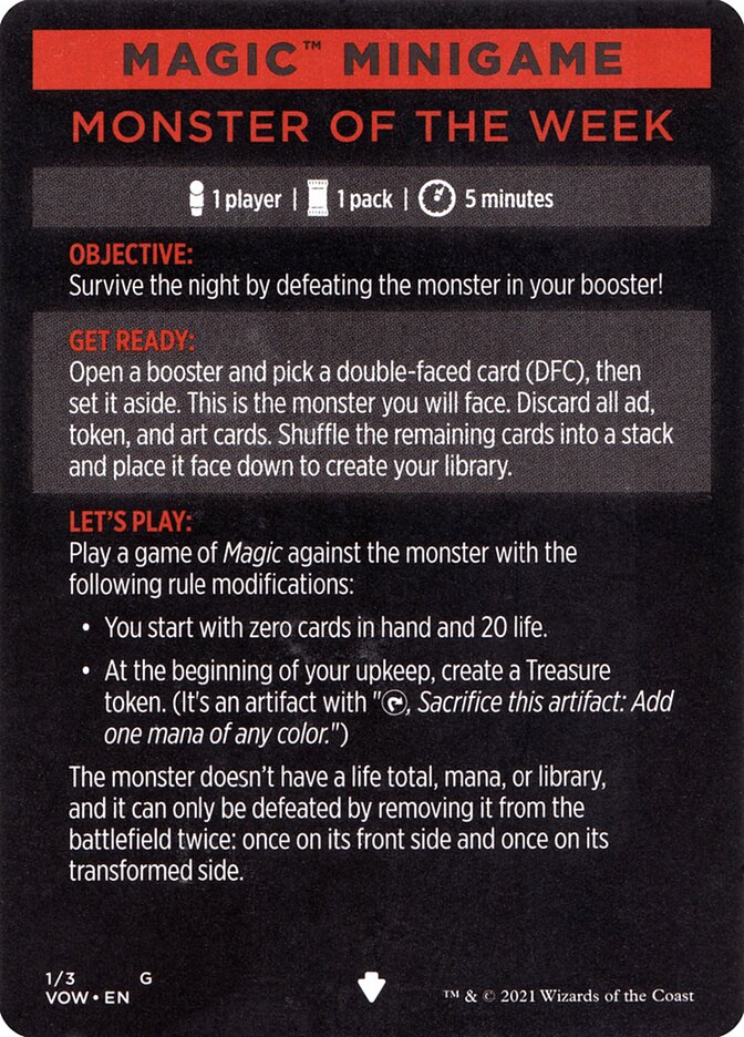 Monster of The Week (Magic Minigame) [Innistrad: Crimson Vow Minigame] | Devastation Store