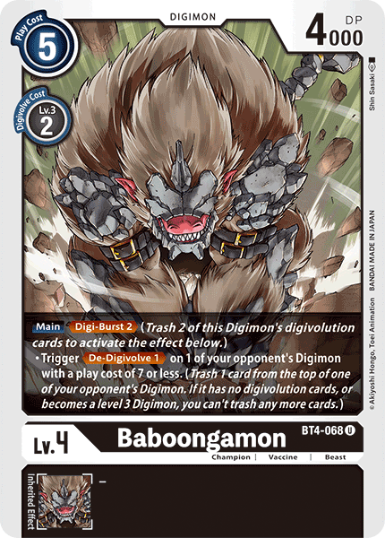 Baboongamon [BT4-068] [Great Legend] | Devastation Store
