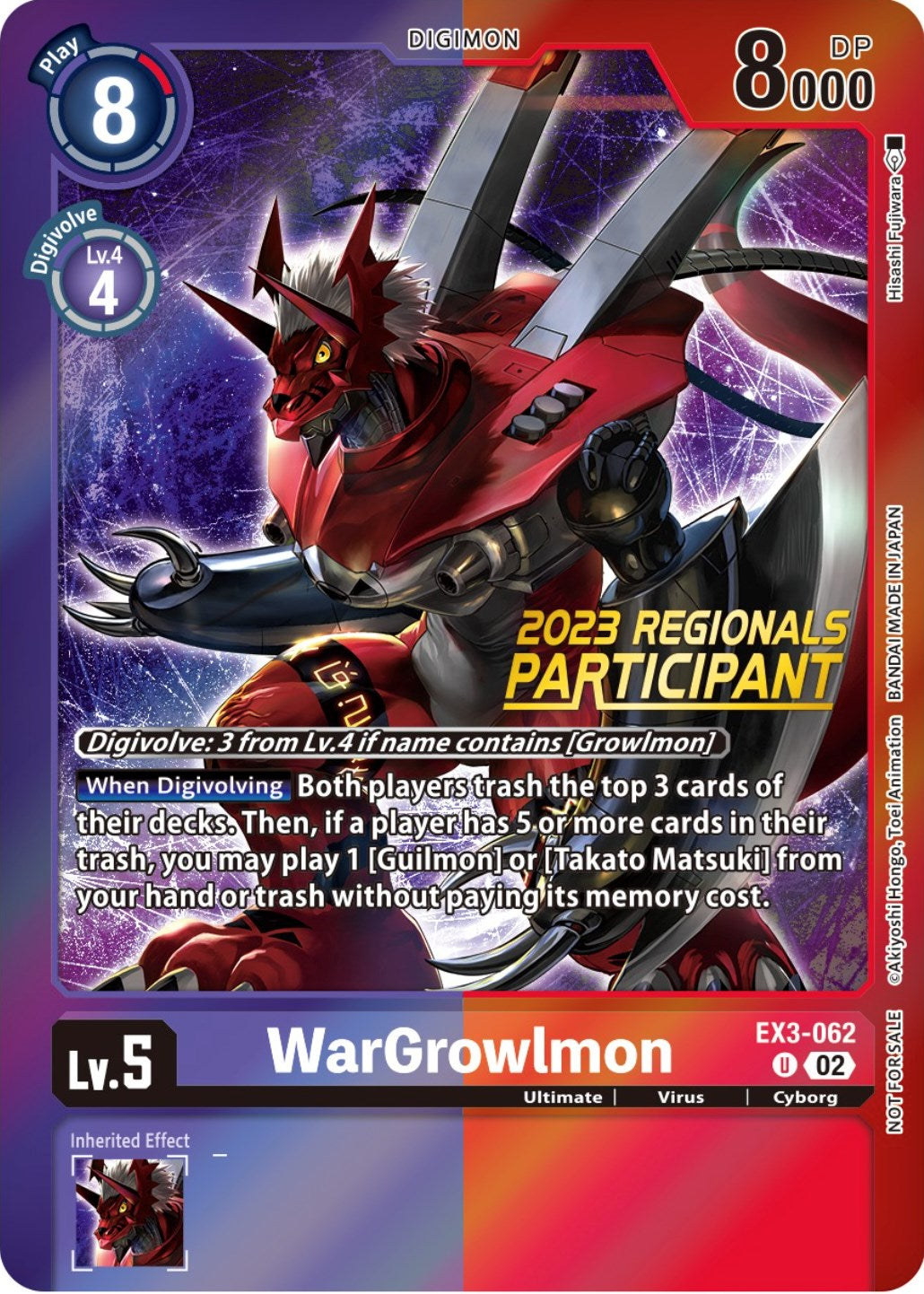 WarGrowlmon [EX3-062] (2023 Regionals Participant) [Draconic Roar Promos] | Devastation Store