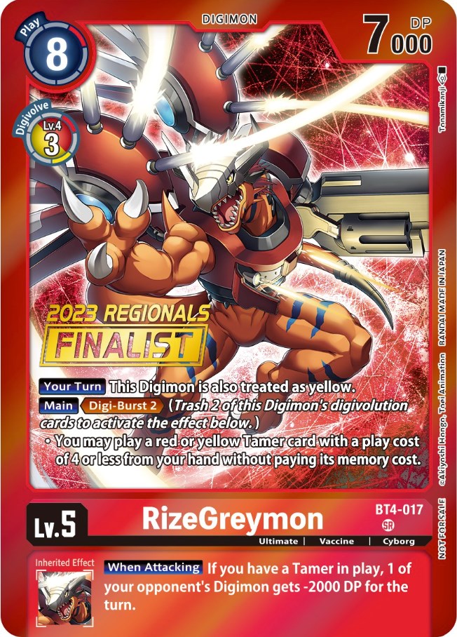 RizeGreymon [BT4-017] (2023 Regionals Finalist) [Great Legend Promos] | Devastation Store