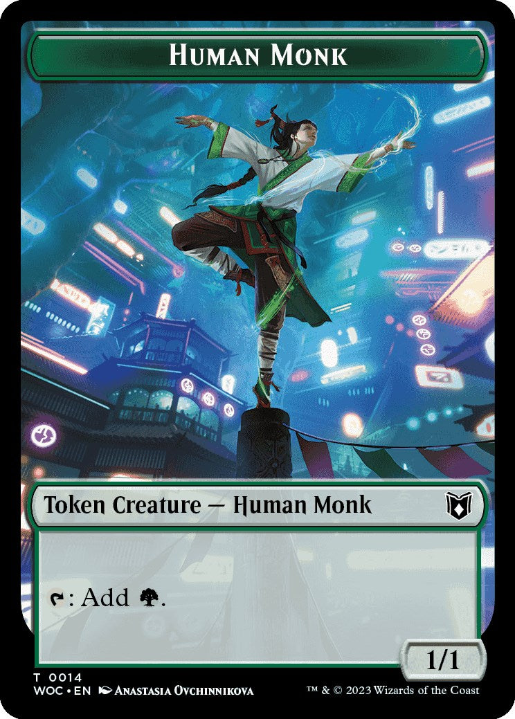 Human Monk // Saproling Double-Sided Token [Wilds of Eldraine Commander Tokens] | Devastation Store