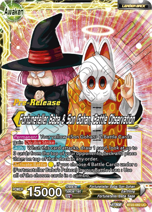 Fortuneteller Baba // Fortuneteller Baba & Son Gohan, Battle Observation (BT22-082) [Critical Blow Prerelease Promos] | Devastation Store