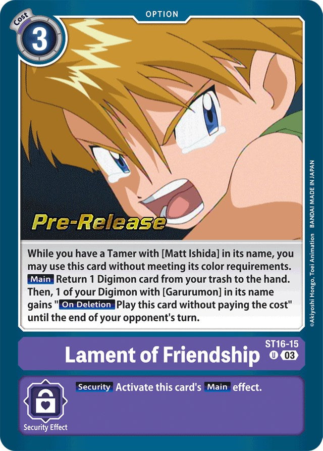 Lament of Friendship [ST16-15] [Starter Deck: Wolf of Friendship Pre-Release Cards] | Devastation Store