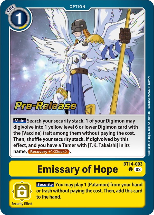 Emissary of Hope [BT14-093] [Blast Ace Pre-Release Cards] | Devastation Store