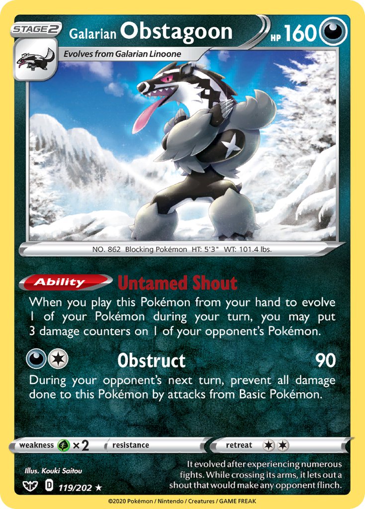 Galarian Obstagoon (119/202) (Theme Deck Exclusive) [Sword & Shield: Base Set] | Devastation Store