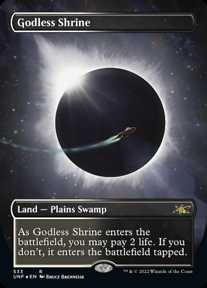 Godless Shrine (Borderless) (Galaxy Foil) [Unfinity] | Devastation Store