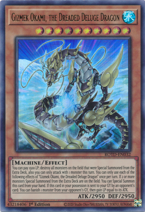 Gizmek Okami, the Dreaded Deluge Dragon [ROTD-EN032] Ultra Rare | Devastation Store