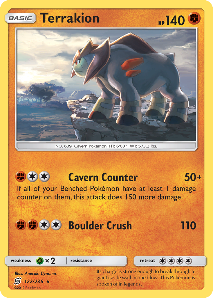 Terrakion (122/236) [Sun & Moon: Unified Minds] | Devastation Store