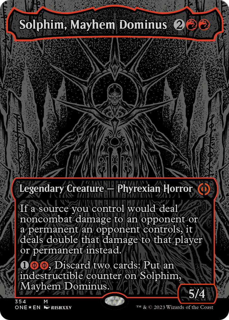 Solphim, Mayhem Dominus (Oil Slick Raised Foil) [Phyrexia: All Will Be One] | Devastation Store