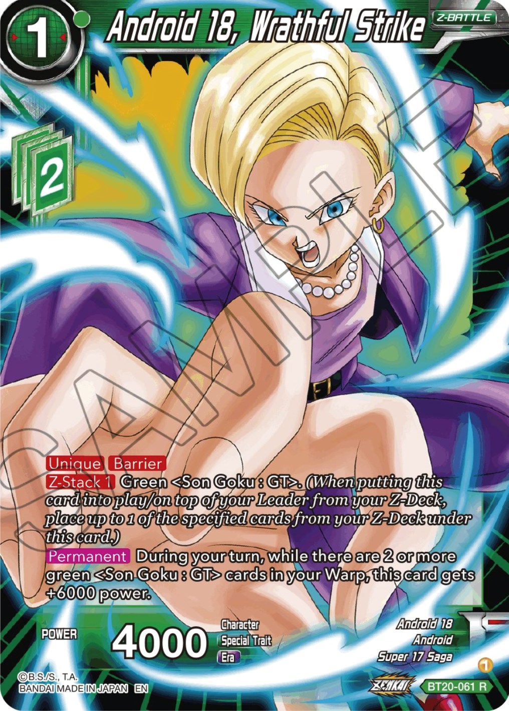 Android 18, Wrathful Strike (BT20-061) [Power Absorbed] | Devastation Store