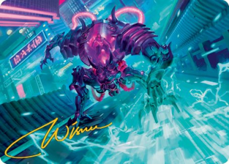 Surgehacker Mech Art Card (Gold-Stamped Signature) [Kamigawa: Neon Dynasty Art Series] | Devastation Store