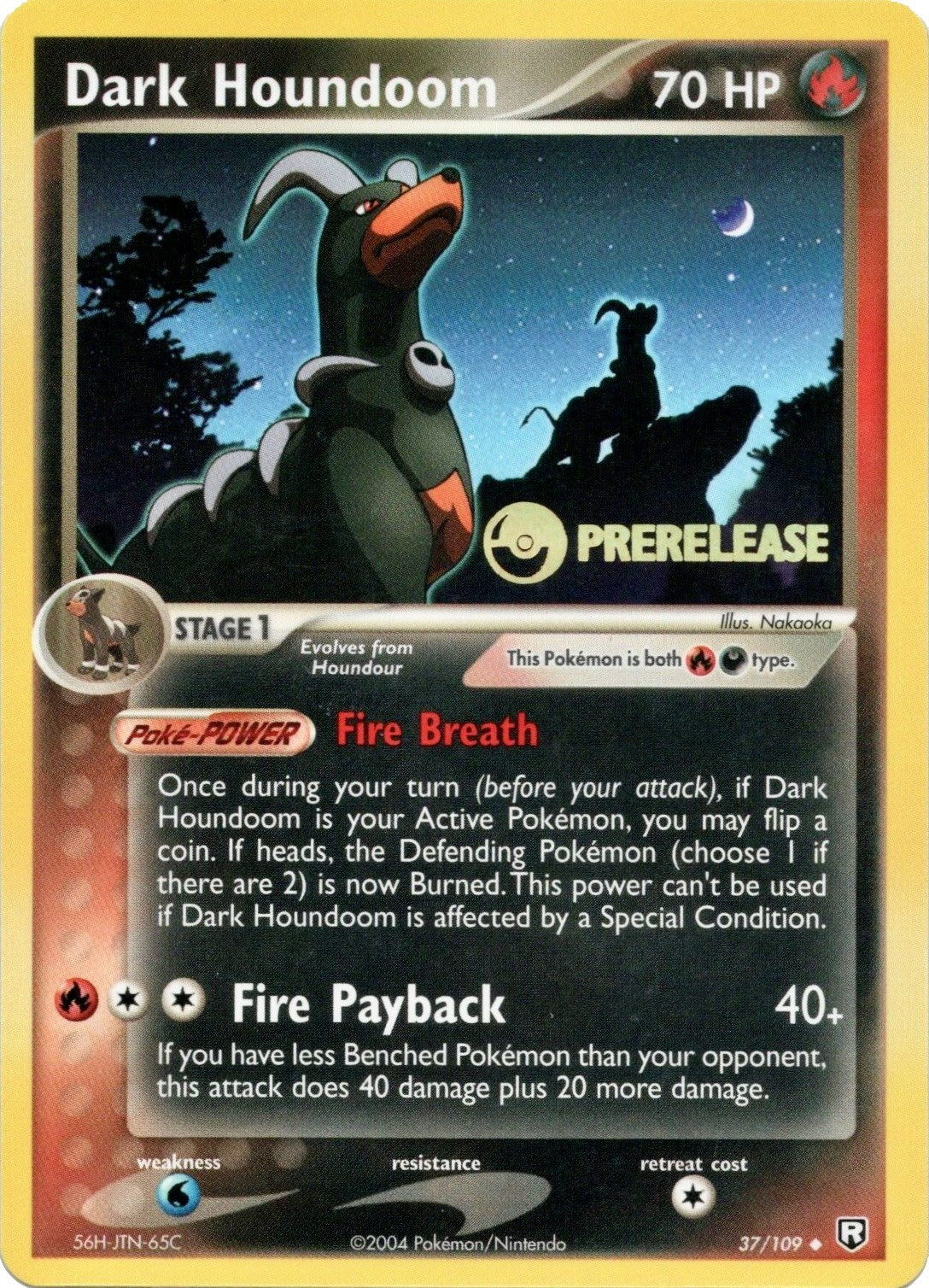 Dark Houndoom (37/109) (Prerelease Promo) [EX: Team Rocket Returns] | Devastation Store