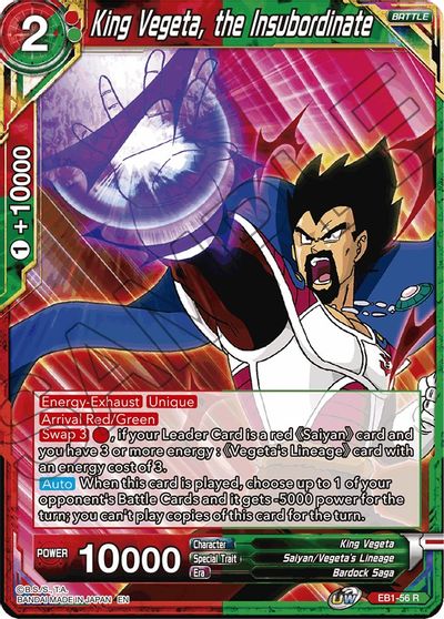 King Vegeta, the Insubordinate (EB1-56) [Battle Evolution Booster] | Devastation Store