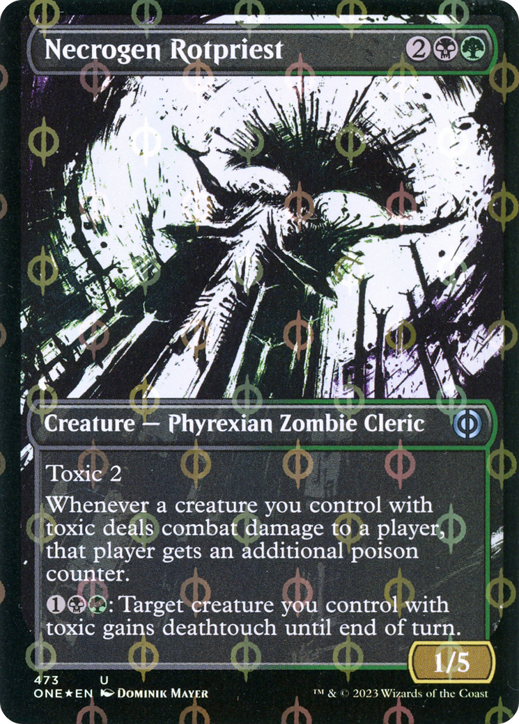 Necrogen Rotpriest (Borderless Ichor Step-and-Compleat Foil) [Phyrexia: All Will Be One] | Devastation Store