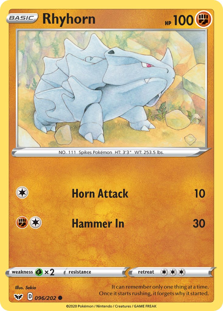 Rhyhorn (096/202) [Sword & Shield: Base Set] | Devastation Store