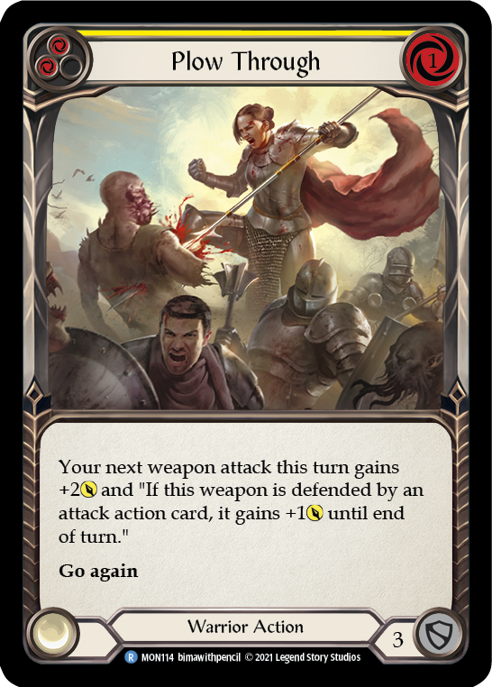 Plow Through (Yellow) (Rainbow Foil) [MON114-RF] 1st Edition Rainbow Foil - Devastation Store | Devastation Store