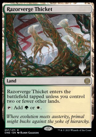 Razorverge Thicket (Promo Pack) [Phyrexia: All Will Be One Promos] | Devastation Store