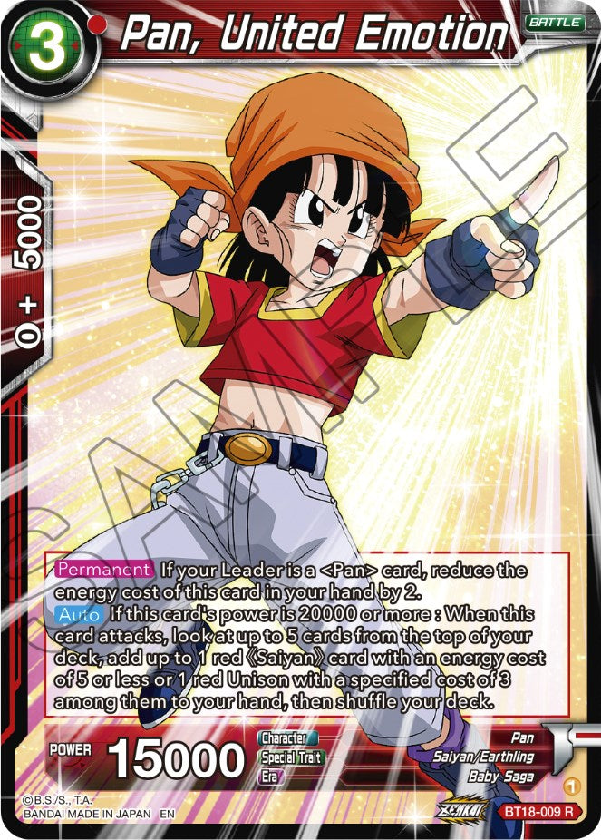 Pan, United Emotion (BT18-009) [Dawn of the Z-Legends] | Devastation Store