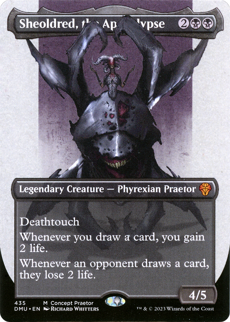 Sheoldred, the Apocalypse (Borderless Concept Praetors) [Phyrexia: All Will Be One] | Devastation Store