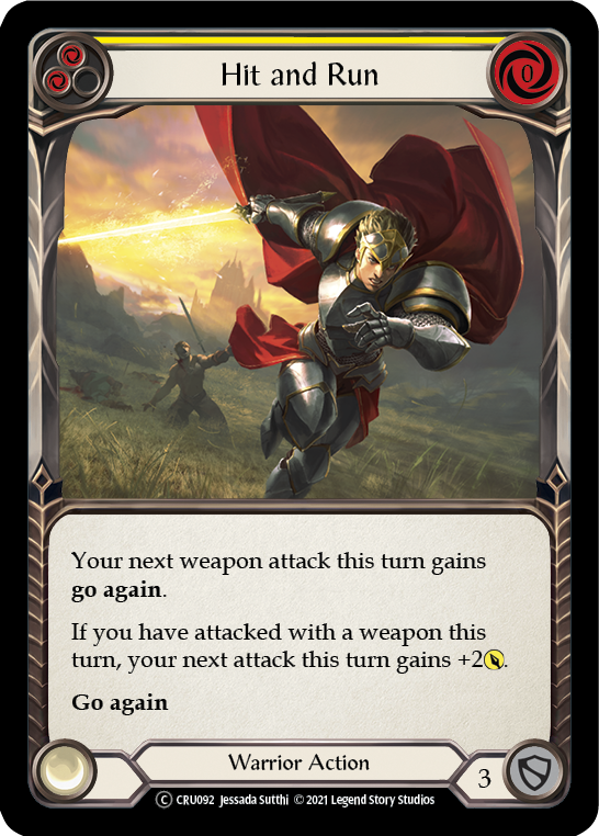 Hit and Run (Yellow) (Rainbow Foil) [CRU092-RF] Unlimited Rainbow Foil | Devastation Store