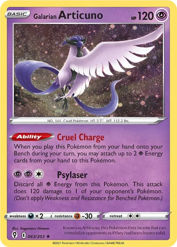 Galarian Articuno (063/203) (Cosmos Holo) [Sword & Shield: Evolving Skies] | Devastation Store