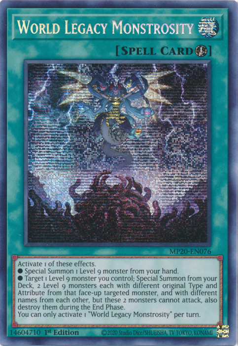 World Legacy Monstrosity [MP20-EN076] Prismatic Secret Rare | Devastation Store