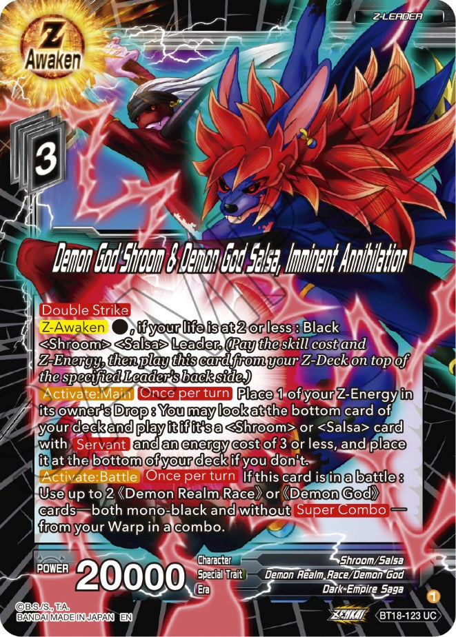 Demon God Shroom & Demon God Salsa, Imminent Annihilation (BT18-123) [Dawn of the Z-Legends] | Devastation Store