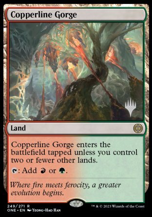 Copperline Gorge (Promo Pack) [Phyrexia: All Will Be One Promos] | Devastation Store