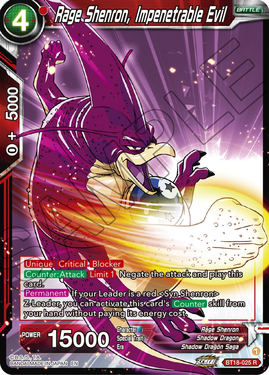 Rage Shenron, Impenetrable Evil (BT18-025) [Dawn of the Z-Legends] | Devastation Store