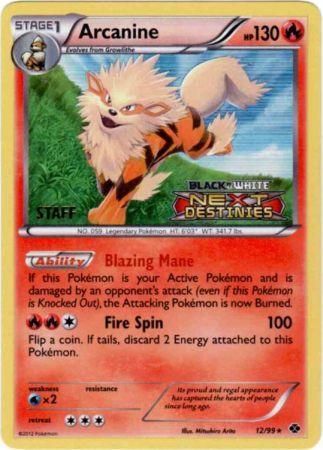 Arcanine (12/99) (Staff Prerelease Promo) [Black & White: Black Star Promos] | Devastation Store