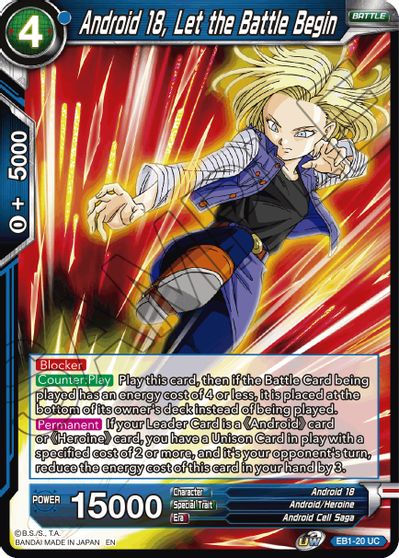 Android 18, Let the Battle Begin (EB1-20) [Battle Evolution Booster] | Devastation Store