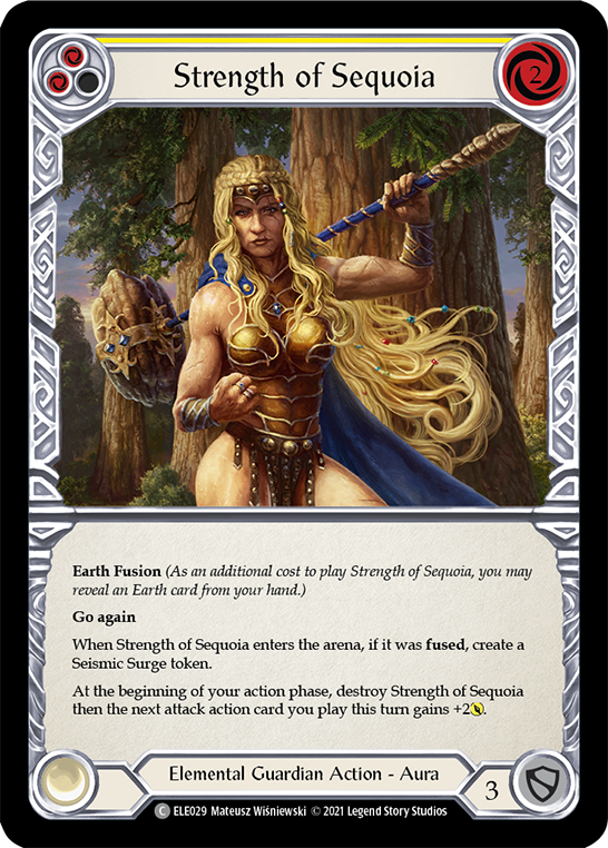 Strength of Sequoia (Yellow) [ELE029] (Tales of Aria)  1st Edition Rainbow Foil | Devastation Store