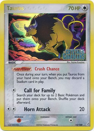 Tauros (12/100) (Stamped) [EX: Crystal Guardians] | Devastation Store