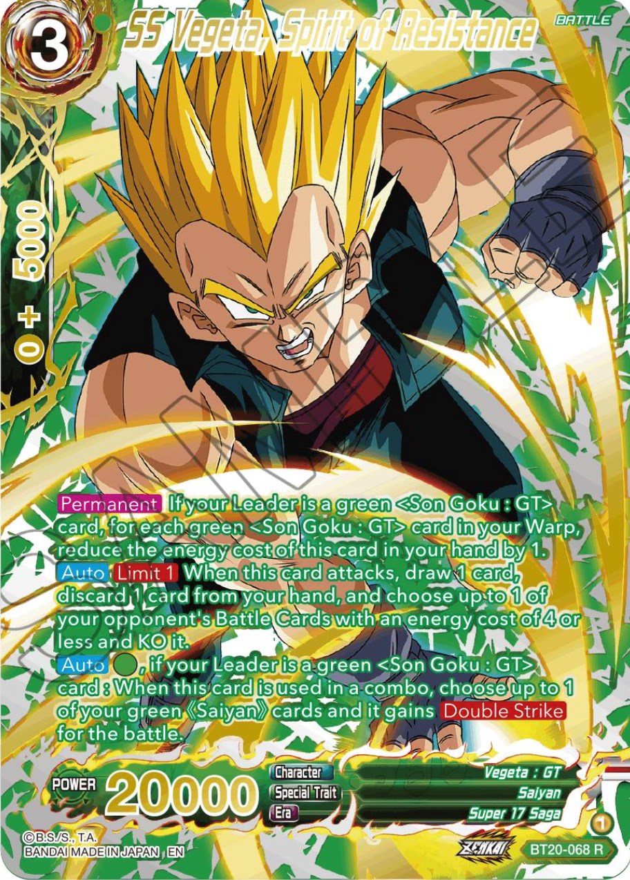 SS Vegeta, Spirit of Resistance (Gold-Stamped) (BT20-068) [Power Absorbed] | Devastation Store