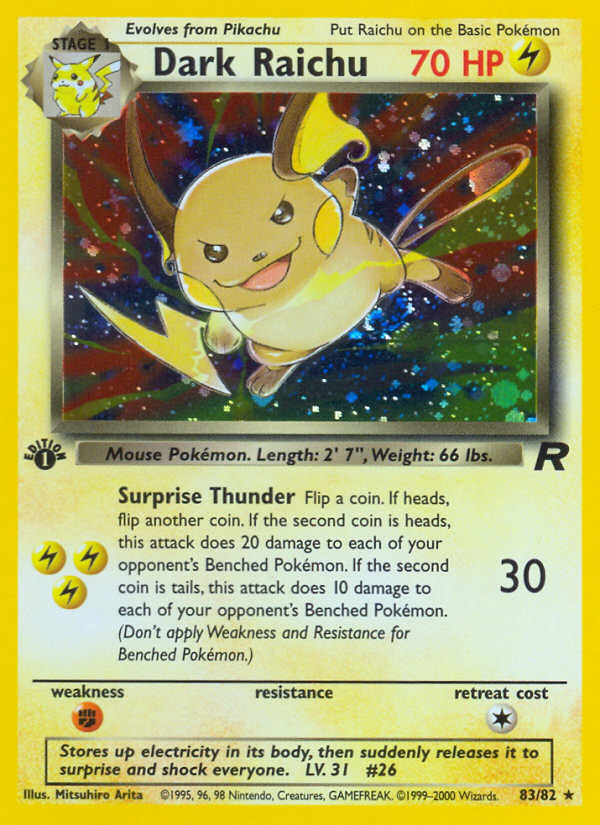 Dark Raichu (83/82) [Team Rocket 1st Edition] | Devastation Store