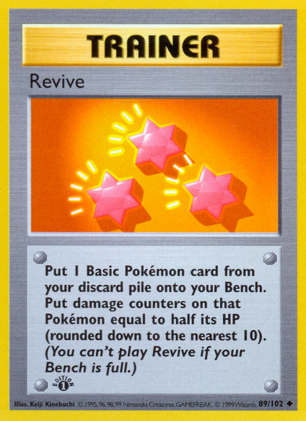Revive (89/102) (Shadowless) [Base Set 1st Edition] | Devastation Store