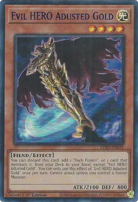 Evil HERO Adusted Gold (Blue) [LDS3-EN025] Ultra Rare | Devastation Store