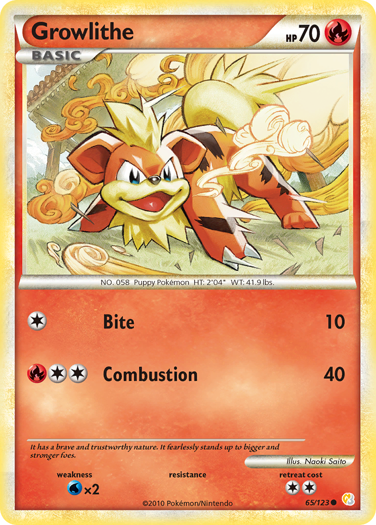 Growlithe (65/123) [HeartGold & SoulSilver: Base Set] | Devastation Store