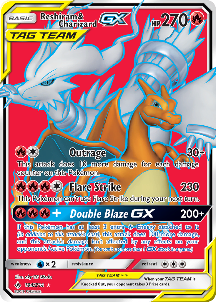 Reshiram & Charizard GX (194/214) [Sun & Moon: Unbroken Bonds] | Devastation Store