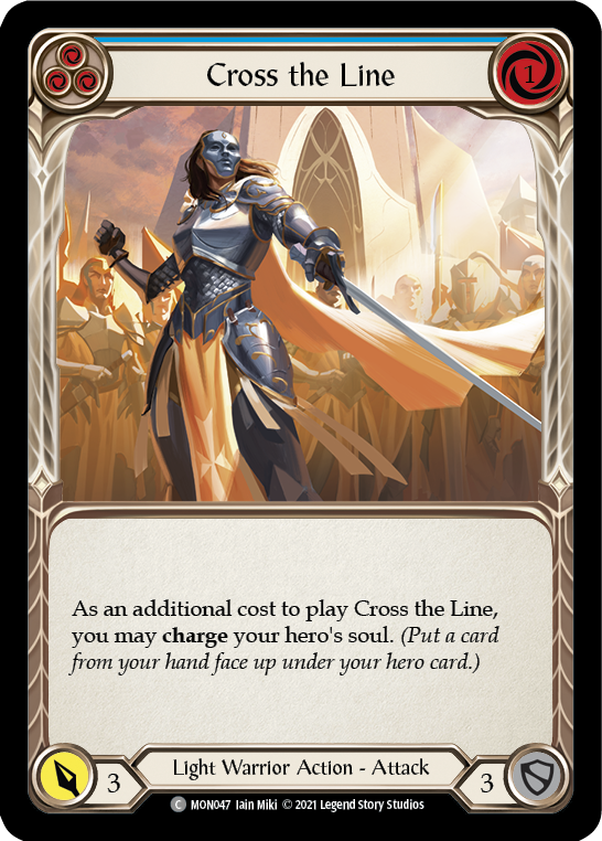 Cross the Line (Blue) (Rainbow Foil) [MON047-RF] 1st Edition Rainbow Foil - Devastation Store | Devastation Store