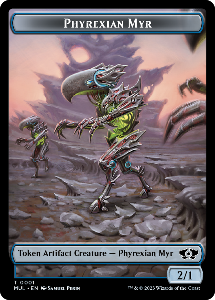 Phyrexian Myr // Wrenn and Realmbreaker Emblem Double-Sided Token [March of the Machine Tokens] | Devastation Store