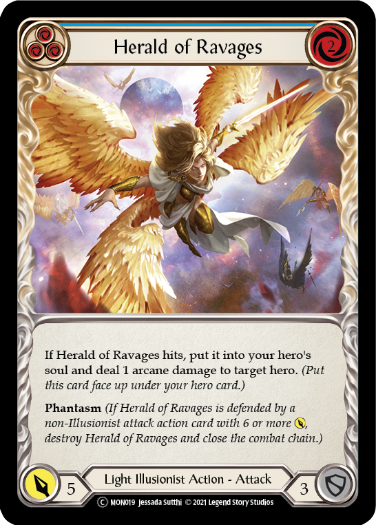 Herald of Ravages (Blue) (Rainbow Foil) [U-MON019-RF] Unlimited Edition Rainbow Foil | Devastation Store