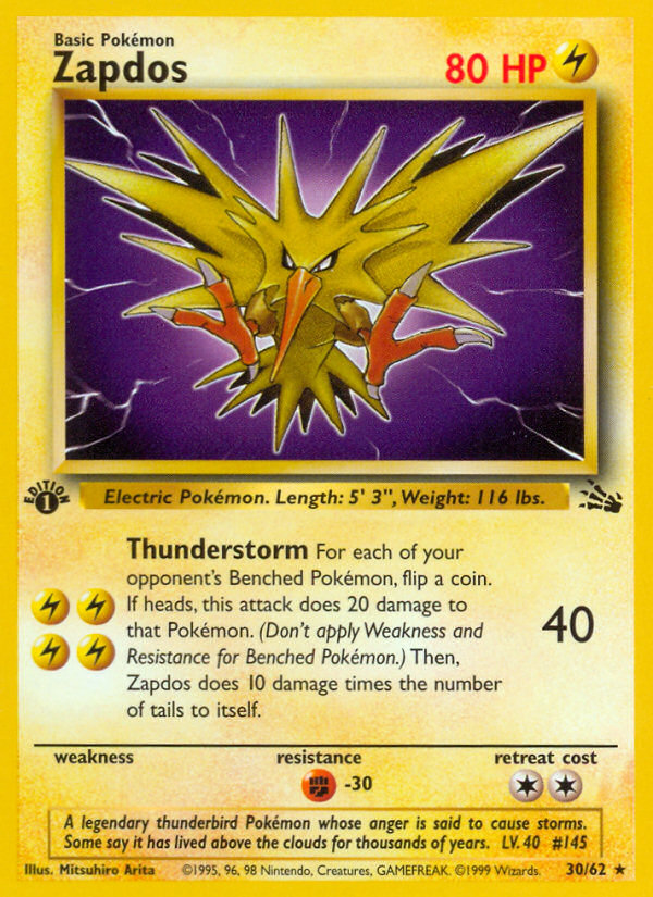 Zapdos (30/62) [Fossil 1st Edition] | Devastation Store