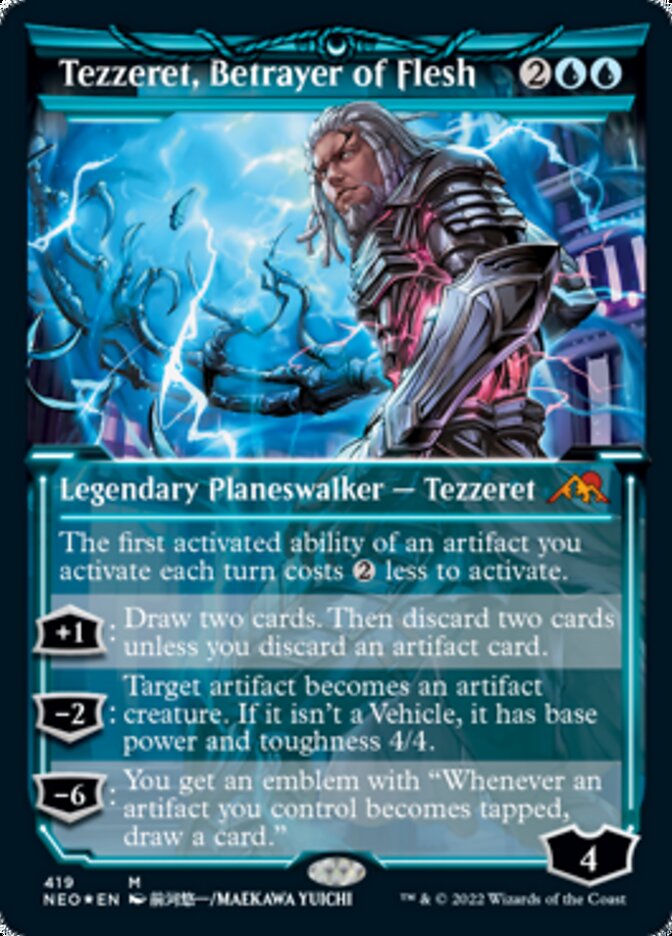 Tezzeret, Betrayer of Flesh (Showcase) (Foil Etched) [Kamigawa: Neon Dynasty] | Devastation Store