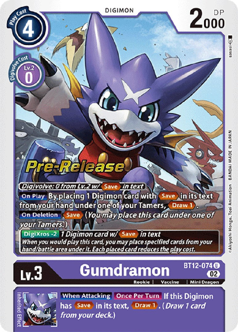 Gumdramon [BT12-074] [Across Time Pre-Release Cards] | Devastation Store