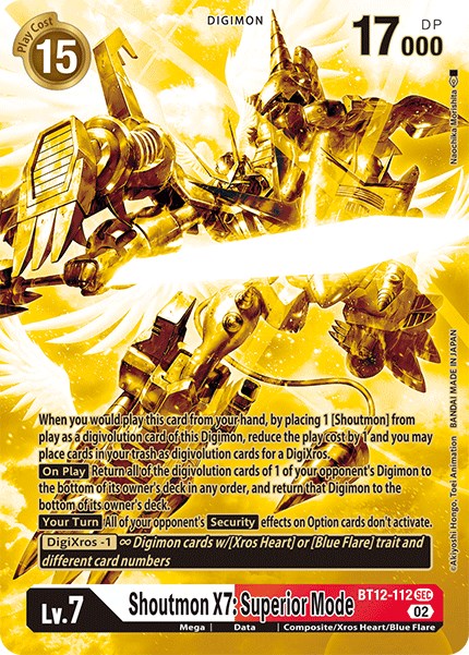 Shoutmon X7: Superior Mode [BT12-112] (Alternate Art - Gold) [Across Time] | Devastation Store