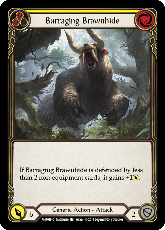 Barraging Brawnhide (Yellow) [RNR019-C] (Rhinar Hero Deck)  1st Edition Normal | Devastation Store