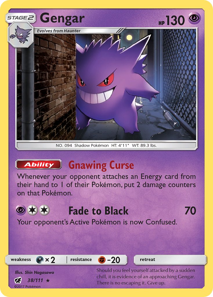 Gengar (38/111) (Prerelease Kit Exclusive) (Theme Deck Exclusive) [Sun & Moon: Crimson Invasion] | Devastation Store