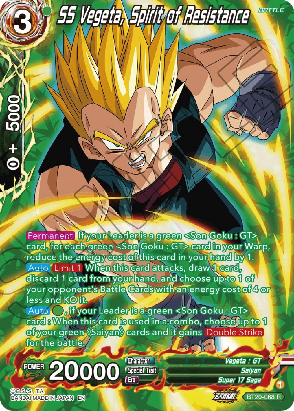 SS Vegeta, Spirit of Resistance (Silver Foil) (BT20-068) [Power Absorbed] | Devastation Store